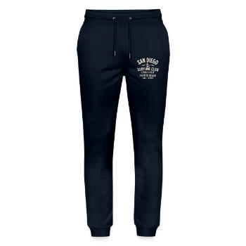 San Diego Pacific beach surfing club - Stanley/Stella Mover Unisex Organic Jogging Trousers - navy - Front - Marisol (170cm) & Nik (191cm)