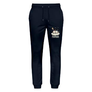 Offizielles Schlafshirt - Süßer Schneeleopard - Stanley/Stella Unisex Bio Jogginghose Mover  - Navy - Vorne - Marisol (170cm) & Nik (191cm)