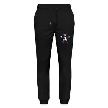 Känguruh Barbell Hantel Gym Fitness Workout - Stanley/Stella Unisex Bio Jogginghose Mover  - Schwarz - Vorne - Marisol (170cm) & Nik (191cm)