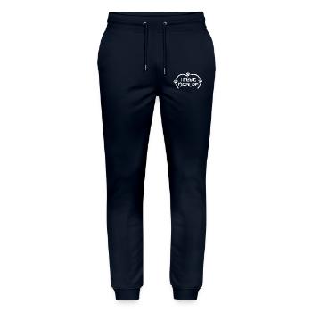 Hundeleckerli Händler Lustiger Humor Hundebesitzer Hundeleckerlis - Stanley/Stella Unisex Bio Jogginghose Mover  - Navy - Vorne - Marisol (170cm) & Nik (191cm)