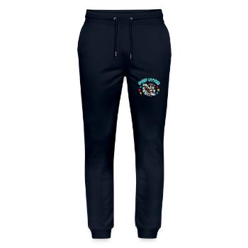 Funny surfing otter with sunglasses - Stanley/Stella Mover Unisex Organic Jogging Trousers - navy - Front - Marisol (170cm) & Nik (191cm)