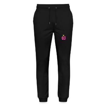Jersey à 3 chiffres Couronne - Pantalon de jogging bio MOVER Stanley/Stella unisexe - noir - Devant - Marisol (170cm) & Nik (191cm)