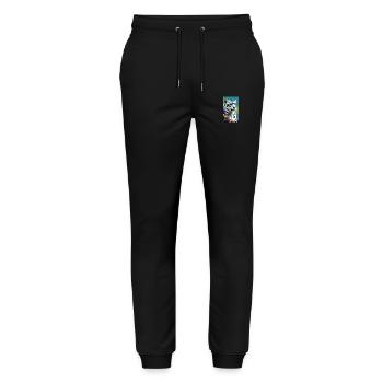 Schneeleopard | Leopard | Raubtier - Stanley/Stella Unisex Bio Jogginghose Mover  - Schwarz - Vorne - Marisol (170cm) & Nik (191cm)