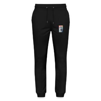 Schneeleopard | Leopard | Raubtier - Stanley/Stella Unisex Bio Jogginghose Mover  - Schwarz - Vorne - Marisol (170cm) & Nik (191cm)
