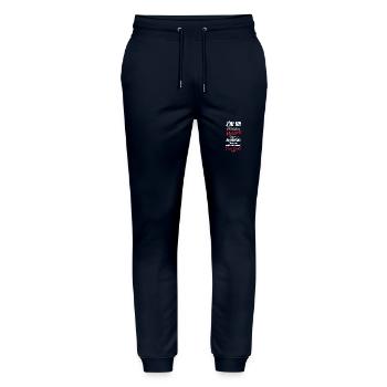 Ich habe ein Biker-Paten-Motorrad-Geburtsgeschenk - Stanley/Stella Unisex Bio Jogginghose Mover  - Navy - Vorne - Marisol (170cm) & Nik (191cm)