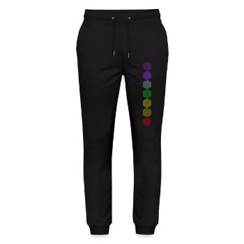 Fleur de Vie - 5ème Dimension - 7 Chakras - Pantalon de jogging bio MOVER Stanley/Stella unisexe - noir - Devant - Marisol (170cm) & Nik (191cm)