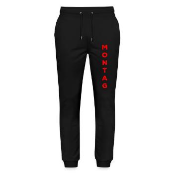 Monday - red - Stanley/Stella Mover Unisex Organic Jogging Trousers - black - Front - Marisol (170cm) & Nik (191cm)