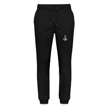 Anker Symbol Silhouette Hafen - Stanley/Stella Unisex Bio Jogginghose Mover  - Schwarz - Vorne - Marisol (170cm) & Nik (191cm)