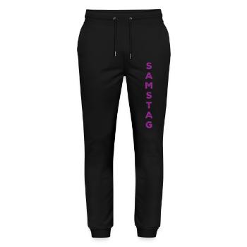 Saturday - purple - Stanley/Stella Mover Unisex Organic Jogging Trousers - black - Front - Marisol (170cm) & Nik (191cm)