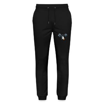 Funny Penguin Fitness Dumbbell Cartoon Design - Stanley/Stella Mover Unisex Organic Jogging Trousers - black - Front - Marisol (170cm) & Nik (191cm)