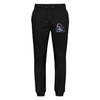 Jack Russel dog sewing with sewing machine - Stanley/Stella Mover Unisex Organic Jogging Trousers - black - Front - Marisol (170cm) & Nik (191cm)