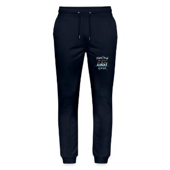 Albert - Keine Panik. Alles wird gut - Stanley/Stella Unisex Bio Jogginghose Mover  - Navy - Vorne - Marisol (170cm) & Nik (191cm)