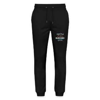 Burkhard - Keine Panik. Alles wird gut - Stanley/Stella Unisex Bio Jogginghose Mover  - Schwarz - Vorne - Marisol (170cm) & Nik (191cm)