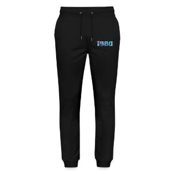 1980's Birthday Gift Vintage 1980's Retro 1980's - Stanley/Stella Mover Unisex Organic Jogging Trousers - black - Front - Marisol (170cm) & Nik (191cm)