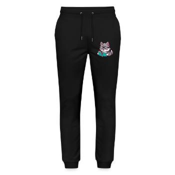 Le loup de la lecture douce - Pantalon de jogging bio MOVER Stanley/Stella unisexe - noir - Devant - Marisol (170cm) & Nik (191cm)