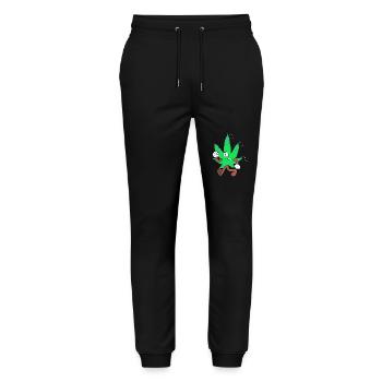 Der Bloom - Weed Cannabis Stoned Hanf Marihuana - Stanley/Stella Unisex Bio Jogginghose Mover  - Schwarz - Vorne - Marisol (170cm) & Nik (191cm)