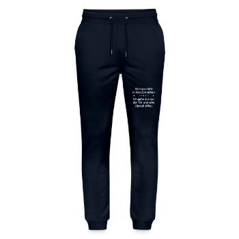 Ich muss nicht in den Zoo gehen - Stanley/Stella Unisex Bio Jogginghose Mover  - Navy - Vorne - Marisol (170cm) & Nik (191cm)