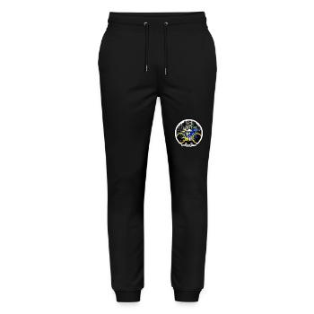 Amsterdam Urlaubsmotiv mit Fahrrad auf Brücke - Stanley/Stella Unisex Bio Jogginghose Mover  - Schwarz - Vorne - Marisol (170cm) & Nik (191cm)