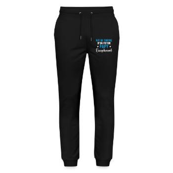 Personalized Grandpa-to-be Survival Kit Gift - Stanley/Stella Mover Unisex Organic Jogging Trousers - black - Front - Marisol (170cm) & Nik (191cm)
