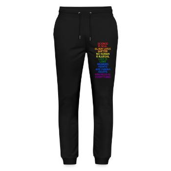 Science Is Real Black Lives Matter Human Rights - Stanley/Stella Unisex Bio Jogginghose Mover  - Schwarz - Vorne - Marisol (170cm) & Nik (191cm)