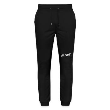 Glaube - Stanley/Stella Unisex Bio Jogginghose Mover  - Schwarz - Vorne - Marisol (170cm) & Nik (191cm)
