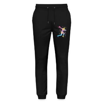 Diskuswerfer Colorsplash Diskuswurf - Stanley/Stella Unisex Bio Jogginghose Mover  - Schwarz - Vorne - Marisol (170cm) & Nik (191cm)