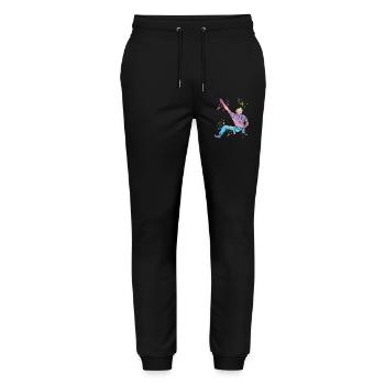 Boulderer Colorsplash Boulder Bouldern - Stanley/Stella Unisex Bio Jogginghose Mover  - Schwarz - Vorne - Marisol (170cm) & Nik (191cm)