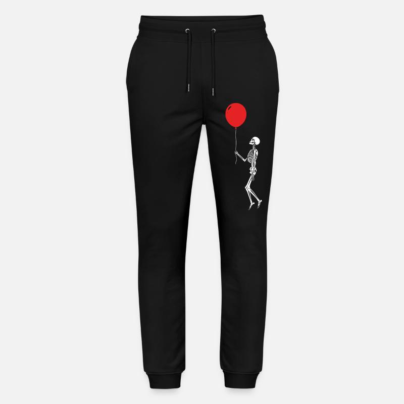 Skeleton with Red Balloon - Stanley/Stella Mover Unisex Organic Jogging Trousers - black