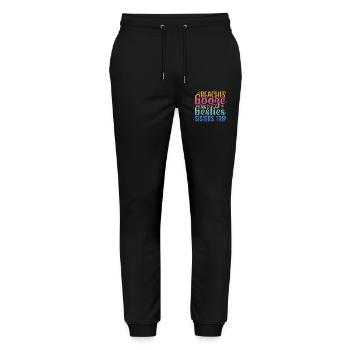 Plages, boissons alcoolisées et voyages des meilleures amies - Pantalon de jogging bio MOVER Stanley/Stella unisexe - noir - Devant - Marisol (170cm) & Nik (191cm)
