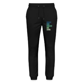 Arrêtez de réguler et d’écouter Enseignant - Pantalon de jogging bio MOVER Stanley/Stella unisexe - noir - Devant - Marisol (170cm) & Nik (191cm)