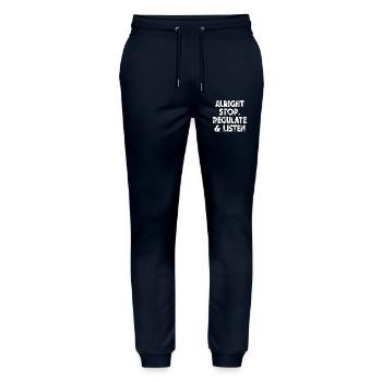 Stop Regulating and Listening Teacher - Stanley/Stella Mover Unisex Organic Jogging Trousers - navy - Front - Marisol (170cm) & Nik (191cm)