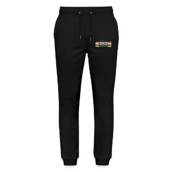 1989 Kassette - Geboren 1989 Geburtstagsgeschenk - Stanley/Stella Unisex Bio Jogginghose Mover  - Schwarz - Vorne - Marisol (170cm) & Nik (191cm)