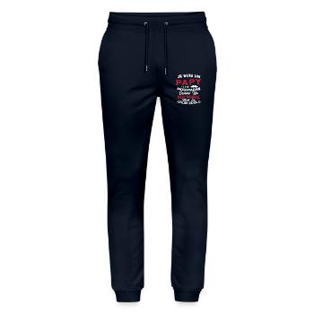 Un Papy Moustache Comme Un Papy Normal - Pantalon de jogging bio MOVER Stanley/Stella unisexe - marine - Devant - Marisol (170cm) & Nik (191cm)