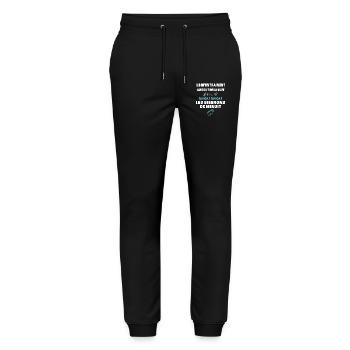 Biberons de Minuit Humour Naissance Humour Cadeau - Pantalon de jogging bio MOVER Stanley/Stella unisexe - noir - Devant - Marisol (170cm) & Nik (191cm)