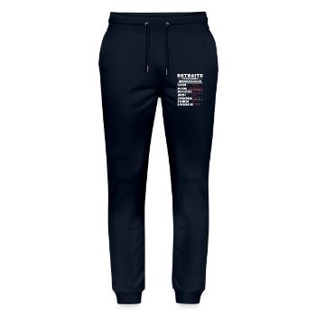 Retraite programme hebdomad retraite rigolo - Pantalon de jogging bio MOVER Stanley/Stella unisexe - marine - Devant - Marisol (170cm) & Nik (191cm)