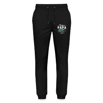 Pregnancy Announcement To The Daddy-to-Be In April - Stanley/Stella Mover Unisex Organic Jogging Trousers - black - Front - Marisol (170cm) & Nik (191cm)