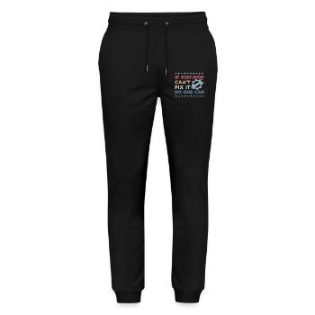 If Pop-Pop Can't Fix It No One Can - Fathers Day - Stanley/Stella Mover Unisex Organic Jogging Trousers - black - Front - Marisol (170cm) & Nik (191cm)