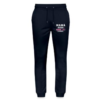 Mama 2025 werdende Mutter, die Schwangerschaft trägt - Stanley/Stella Unisex Bio Jogginghose Mover  - Navy - Vorne - Marisol (170cm) & Nik (191cm)