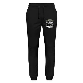 Janvier 1935 Vintage Cadeau d’anniversaire - Pantalon de jogging bio MOVER Stanley/Stella unisexe - noir - Devant - Marisol (170cm) & Nik (191cm)
