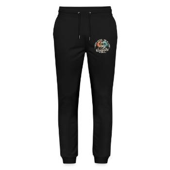 Mars 1969 cadeau Anniversaire - Born in march 1969 - Pantalon de jogging bio MOVER Stanley/Stella unisexe - noir - Devant - Marisol (170cm) & Nik (191cm)
