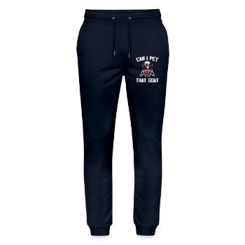 Can I Pet That Goat | Goat Mom, Goat Dad Halloween - Stanley/Stella Mover Unisex Organic Jogging Trousers - navy - Front - Marisol (170cm) & Nik (191cm)