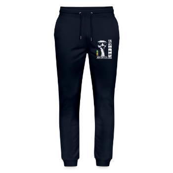 18 ans d’anniversaire adolescent autruche oiseau cadeau - Pantalon de jogging bio MOVER Stanley/Stella unisexe - marine - Devant - Marisol (170cm) & Nik (191cm)