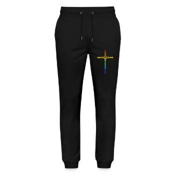 Bicycle saddle fixed "pride bike parade" - Stanley/Stella Mover Unisex Organic Jogging Trousers - black - Front - Marisol (170cm) & Nik (191cm)