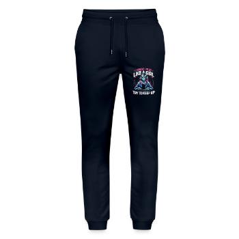 Gamer Gaming Videospiele Konsole Controller - Stanley/Stella Unisex Bio Jogginghose Mover  - Navy - Vorne - Marisol (170cm) & Nik (191cm)