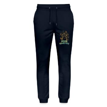 Graphique floral agressif passif - Pantalon de jogging bio MOVER Stanley/Stella unisexe - marine - Devant - Marisol (170cm) & Nik (191cm)