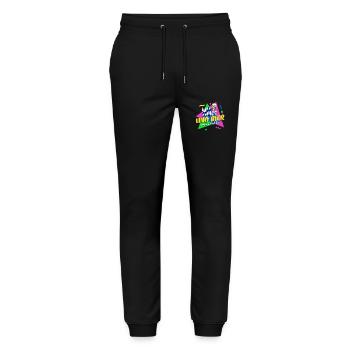 80er und Bier darum bin ich hier - 80er Jahre - Stanley/Stella Unisex Bio Jogginghose Mover  - Schwarz - Vorne - Marisol (170cm) & Nik (191cm)