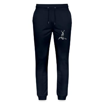 Cerf - Bois - Chasse - Préservation de la nature - Pantalon de jogging bio MOVER Stanley/Stella unisexe - marine - Devant - Marisol (170cm) & Nik (191cm)