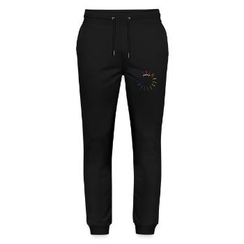Ab in die Freiheit - ABI 2025 - Abitur - Spruch - Stanley/Stella Unisex Bio Jogginghose Mover  - Schwarz - Vorne - Marisol (170cm) & Nik (191cm)
