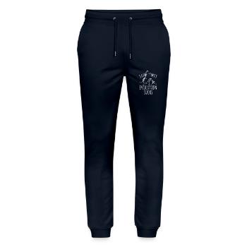 Sometimes Evolution sucks - Dinosaurier - Huhn - Stanley/Stella Unisex Bio Jogginghose Mover  - Navy - Vorne - Marisol (170cm) & Nik (191cm)