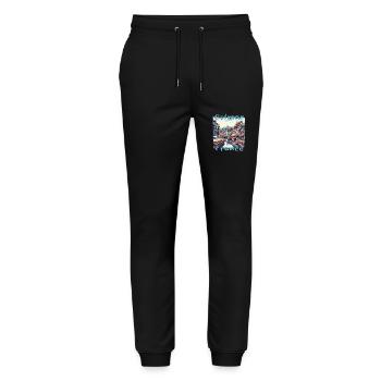 Colmar Altstadt Fachwerkhaus Grunge Look - Stanley/Stella Unisex Bio Jogginghose Mover  - Schwarz - Vorne - Marisol (170cm) & Nik (191cm)